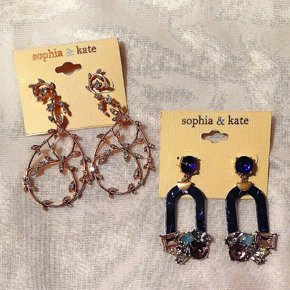 Gold and Blue Earrings Set